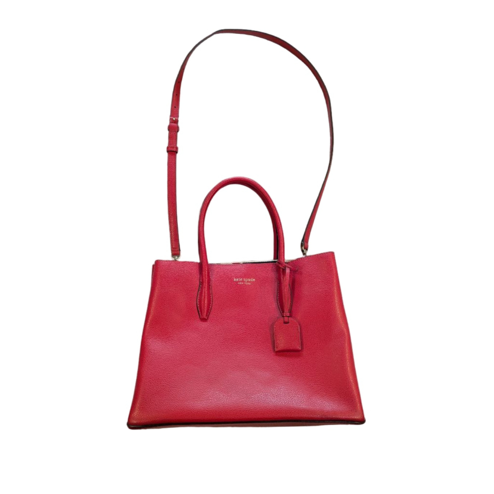 Women's Kate Spade Red Leather Satchel With Handles Shoulder Strap Barely Used